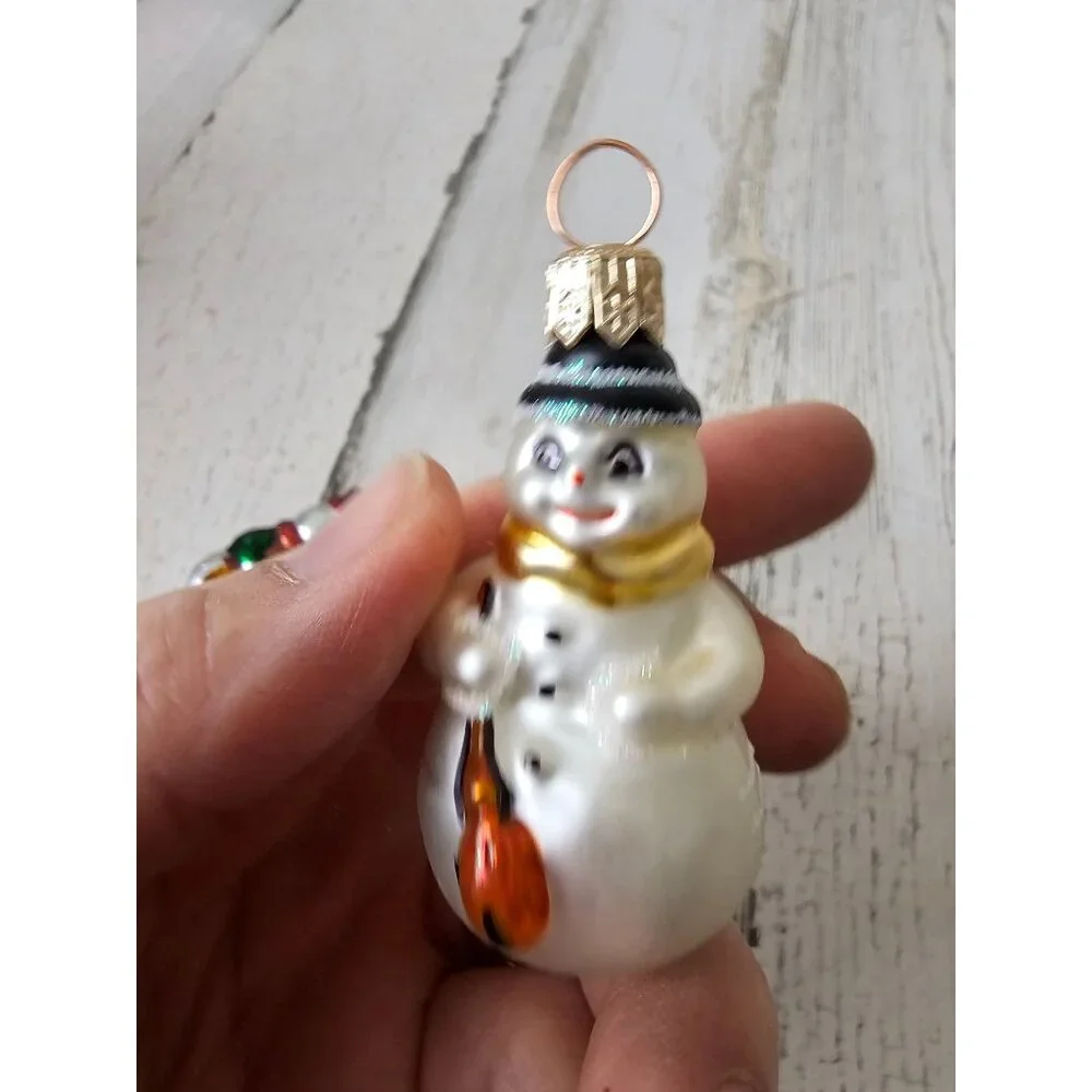 Mini glass ornament snowman set Xmas tree‎